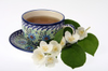 Cups Tea Blue With Flowers Image